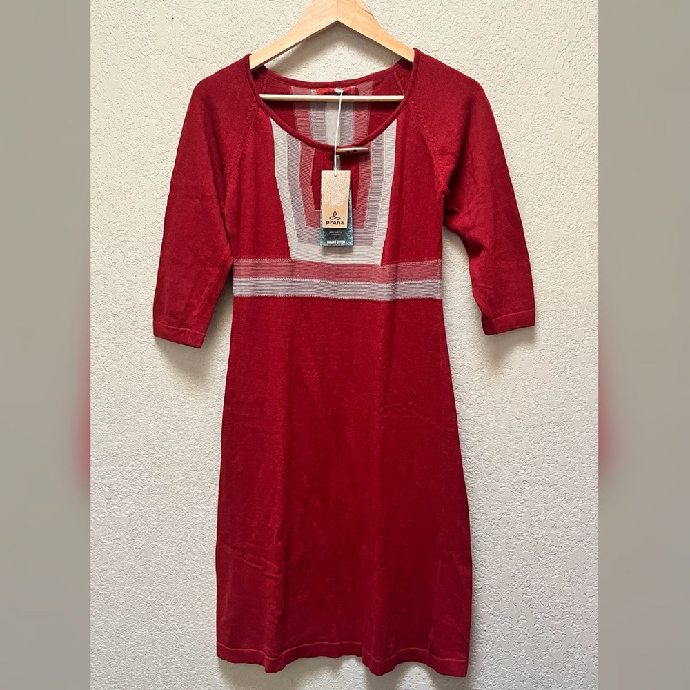Prana Women's Yarrah Dress Red Color Size- Small
